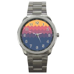 Flat Autumn Zigzag Palette Sport Metal Watch by goljakoff