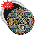 Sugar Skulls Pattern 3  Magnets (100 pack) Front