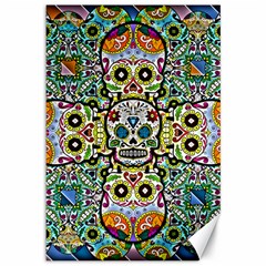 Sugar Skulls Pattern Canvas 12  X 18  by ExtraGoodSauce