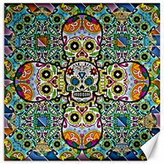 Sugar Skulls Pattern Canvas 16  X 16  by ExtraGoodSauce