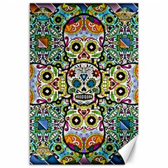 Sugar Skulls Pattern Canvas 24  X 36  by ExtraGoodSauce