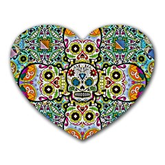 Sugar Skulls Pattern Heart Mousepads by ExtraGoodSauce