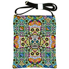 Sugar Skulls Pattern Shoulder Sling Bag by ExtraGoodSauce