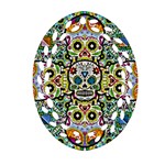 Sugar Skulls Pattern Ornament (Oval Filigree) Front