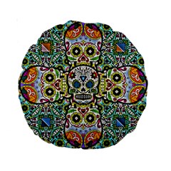 Sugar Skulls Pattern Standard 15  Premium Round Cushions by ExtraGoodSauce