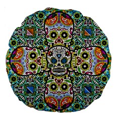 Sugar Skulls Pattern Large 18  Premium Round Cushions by ExtraGoodSauce