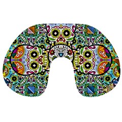 Sugar Skulls Pattern Travel Neck Pillow by ExtraGoodSauce