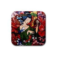 Geisha Rubber Coaster (square)  by UniqueandCustomGifts