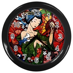 Geisha Wall Clock (black)