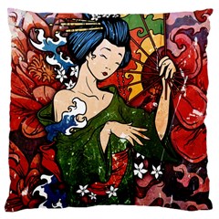 Geisha Large Cushion Case (one Side) by UniqueandCustomGifts