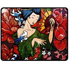 Geisha Double Sided Fleece Blanket (medium)  by UniqueandCustomGifts