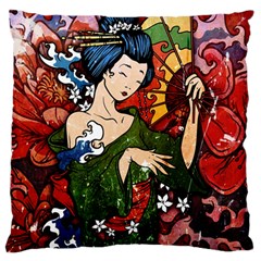 Geisha Large Flano Cushion Case (one Side) by UniqueandCustomGifts