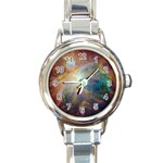 Colorful Galaxy Round Italian Charm Watch Front