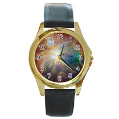 Colorful Galaxy Round Gold Metal Watch by ExtraGoodSauce