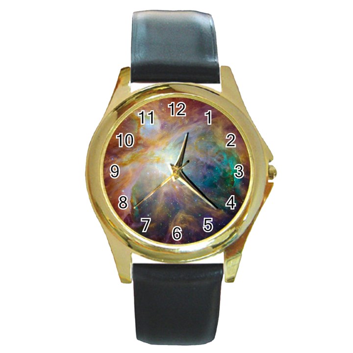 Colorful Galaxy Round Gold Metal Watch