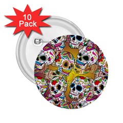 Sugar Skulls 2 25  Buttons (10 Pack)  by ExtraGoodSauce