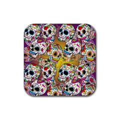 Sugar Skulls Rubber Coaster (square)  by ExtraAwesomeSauce