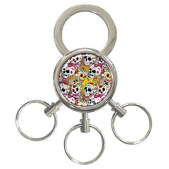 Sugar Skulls 3-ring Key Chain by ExtraGoodSauce