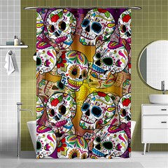 Sugar Skulls Shower Curtain 48  X 72  (small)  by ExtraGoodSauce