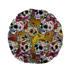 Sugar Skulls Standard 15  Premium Round Cushions by ExtraGoodSauce