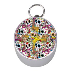 Sugar Skulls Mini Silver Compasses