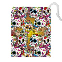 Sugar Skulls Drawstring Pouch (5xl) by ExtraGoodSauce