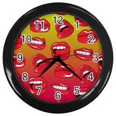 Hot Lips Wall Clock (black) by ExtraGoodSauce