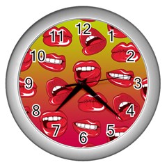 Hot Lips Wall Clock (silver) by ExtraGoodSauce