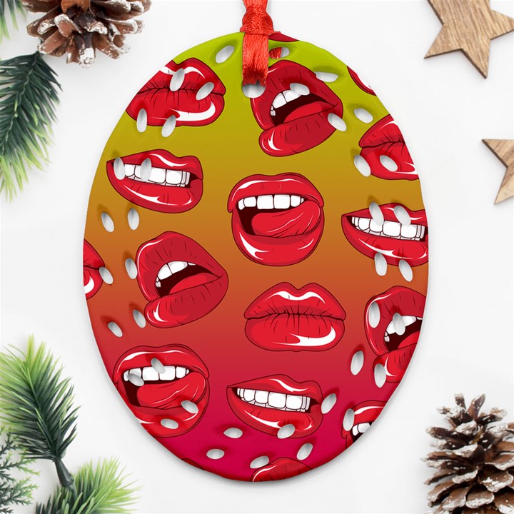 Hot Lips Ornament (Oval Filigree)