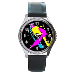 Splatter Splatter Round Metal Watch