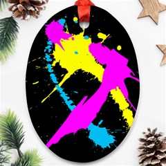 Splatter Splatter Oval Ornament (two Sides) by ExtraGoodSauce