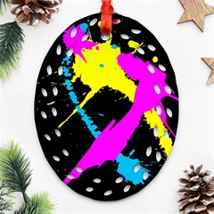 Splatter Splatter Ornament (oval Filigree) by ExtraGoodSauce