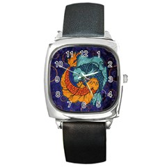 Koi Fish Square Metal Watch by ExtraGoodSauce