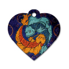 Koi Fish Dog Tag Heart (two Sides) by ExtraGoodSauce