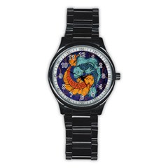 Koi Fish Stainless Steel Round Watch by ExtraGoodSauce