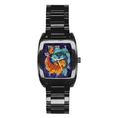 Koi Fish Stainless Steel Barrel Watch by ExtraGoodSauce