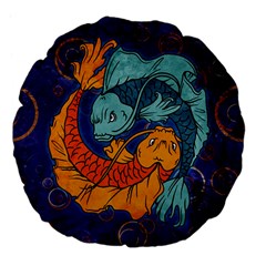 Koi Fish Large 18  Premium Flano Round Cushions by ExtraGoodSauce