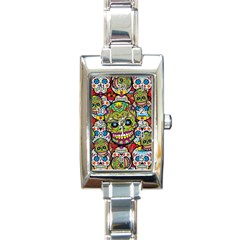 Sugar Skulls Rectangle Italian Charm Watch by ExtraGoodSauce