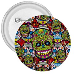 Sugar Skulls 3  Buttons by ExtraGoodSauce