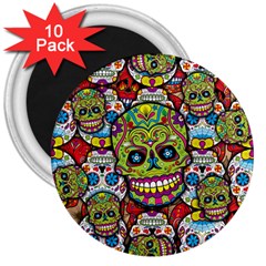 Sugar Skulls 3  Magnets (10 Pack)  by ExtraGoodSauce