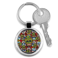 Sugar Skulls Key Chain (round) by ExtraGoodSauce