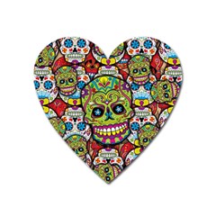 Sugar Skulls Heart Magnet by ExtraGoodSauce