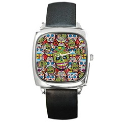 Sugar Skulls Square Metal Watch by ExtraGoodSauce