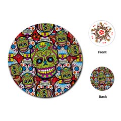 Sugar Skulls Playing Cards Single Design (round) by ExtraGoodSauce