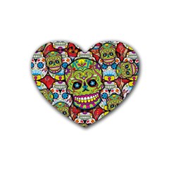 Sugar Skulls Heart Coaster (4 Pack)  by ExtraGoodSauce