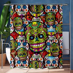 Sugar Skulls Shower Curtain 60  X 72  (medium)  by ExtraGoodSauce