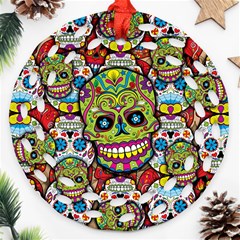 Sugar Skulls Ornament (round Filigree) by ExtraGoodSauce