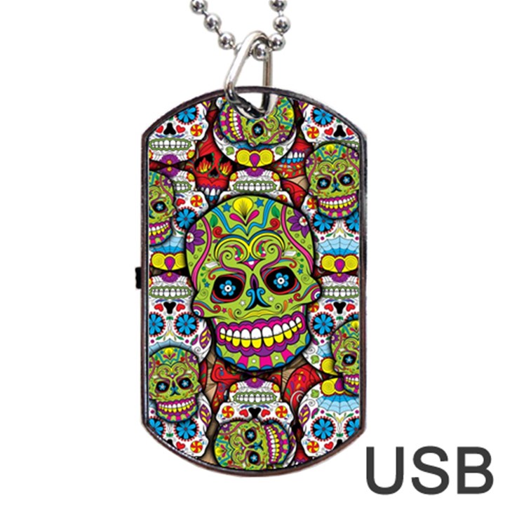 Sugar Skulls Dog Tag USB Flash (One Side)