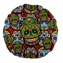 Sugar Skulls Large 18  Premium Round Cushions by ExtraGoodSauce