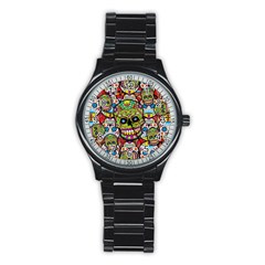 Sugar Skulls Stainless Steel Round Watch by ExtraGoodSauce